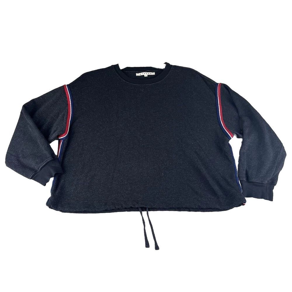 XiRENA Black Sweater with Red and Blue Accents